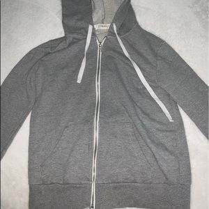 GREY JAWSTRING ZIP UP SWEATER
